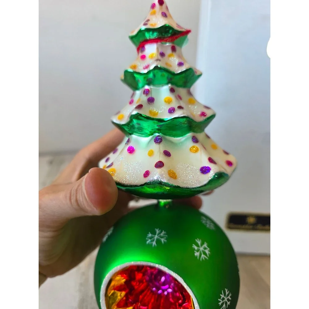 Vintage radko winter tree finial tree topper green and dent 2003 103720 rare